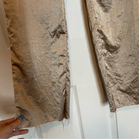 Y2K Satin Champagne Straight Leg Cargo Pants Sz 3 - Picture 9 of 11